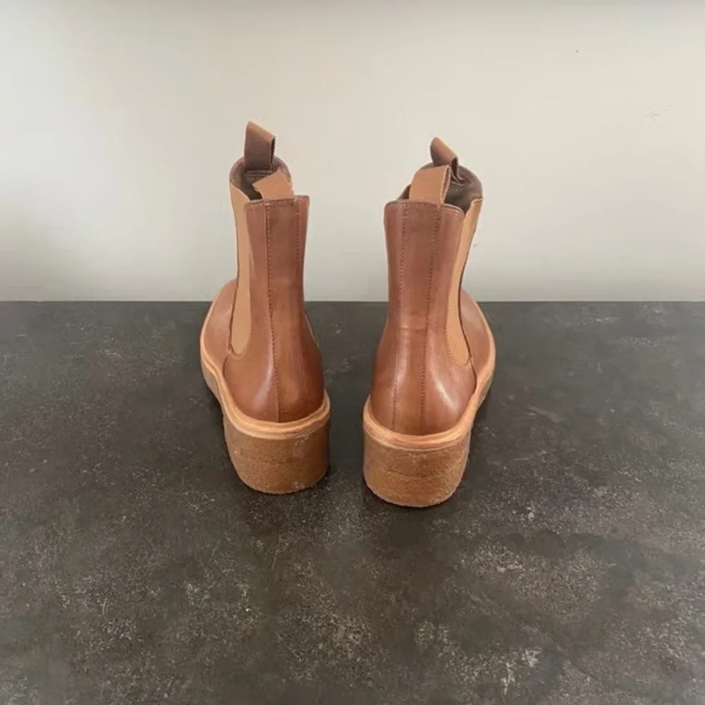 Loeffler Randall Chestnut Leather Chelsea Platform Booties